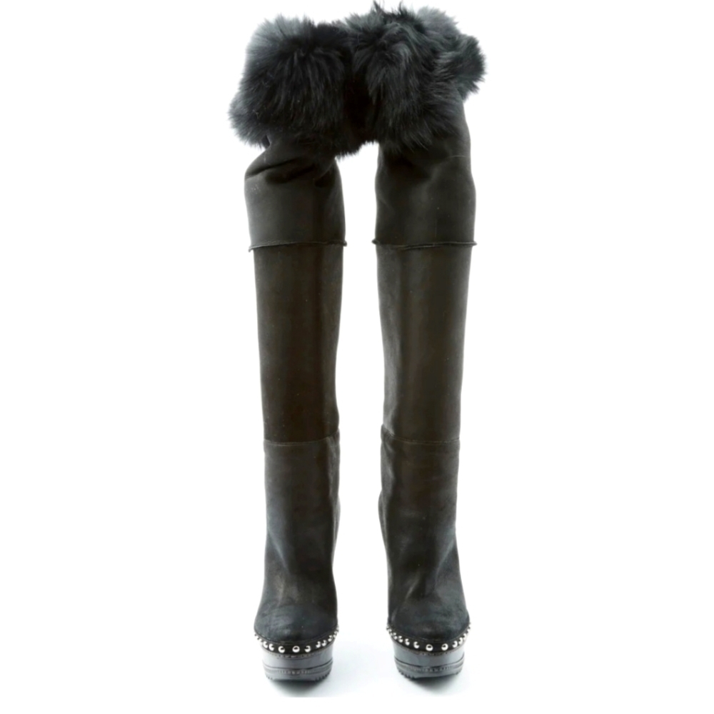 Prada | Fur Lined Knee-High Boots - Picture 3 of 5